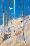 Hillside with Rocks (Shoalhaven series) by Arthur Boyd, oil on board, sold Jul 2014