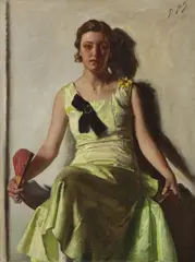 Bernard Hall, The Yellow Dress, oil on canvas