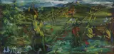 William Dobell, Untitled (Thatchers, New Guinea) c1950