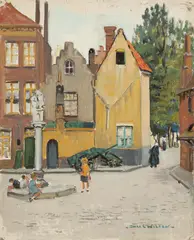 Dora Wilson, Bruges c1930, c1930, oil on canvas on board
