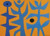 Untitled (Creatures) by John Coburn, oil on canvas, offered Jul 2014