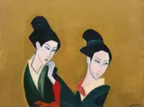 Robert Dickerson, Two Geishas, synthetic polymer paint on canvas