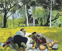 An Outing 1996 by Fred Cress, 1996, synthetic polymer paint on canvas, offered Jul 2014