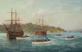 John Charles Allcot, Australia's First Boat Race, Sydney Harbour, 1818 1938, 1938, oil on canvas
