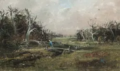 Berwick Landscape 1959 by Arthur Boyd, 1959, oil on board, offered Mar 2014