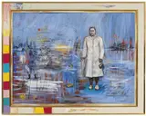 Juan Davila, Portrait of Enriqueta Gallardo (Buckley's Return) 1999, 1999, oil, gold leaf and mixed media on canvas laid on board