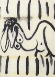 Dark Thoughts (Reclining Nude) by Brett Whiteley, ink on paper, sold Mar 2014