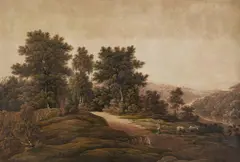 Untitled (Landscape with Shepherd and Cattle) by John Glover, watercolour on paper, sold Mar 2014