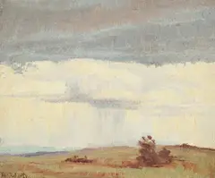 Rain Cloud (Tasmania) c1928 by Tom Roberts, c1928, oil on board, sold Mar 2014