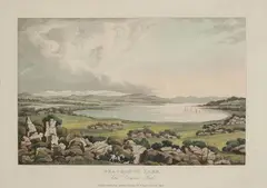 Joseph Lycett, Beaumonts' Lake, Van Diemen's Land 1875, 1875, hand-coloured aquatint