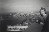 Max Dupain, Lady with Binoculars, Sydney Harbour Bridge 1938 vintage print, 1938 vintage print