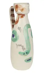 Visage 1969 by Pablo Picasso, 1969, white earthenware clay pitcher decorated with engobes under partial brush glaze and grey patina, sold Oct 2013