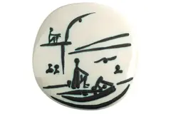 Scène de Plage 1956 by Pablo Picasso, 1956, glazed ceramic plaque; ceramic, Madoura edition, sold Oct 2013