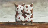 John Kelly, Four Rear Ends in a Pile 1993, 1993, gouache on paper