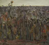 Fred Williams, Saplings, Poets Lane II 1959, 1959, oil on board