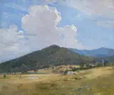 Hill and Cloud, Wandiligong 1928 by Arthur Streeton, 1928, oil on canvas, sold Oct 2013