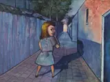 Charles Blackman, Schoolgirl in a Lane c1953, c1953, oil on composition board