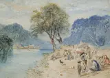 John Skinner Prout, Diggers on the Road to a Rush, watercolour and bodycolour on card
