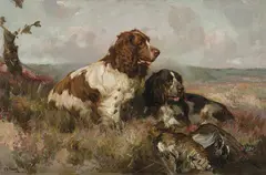 Cocker Spaniels by Harold Septimus Power, oil on canvas, sold Oct 2013