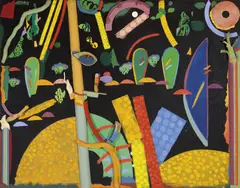 Colin Lanceley, Les Sons et les Parfumes Tournent dans lair du Soir (Sounds and Scents Move in the Evening Air) 1990, 1990, oil and carved wood on canvas