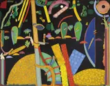 Colin Lanceley, Les Sons et les Parfumes Tournent dans lair du Soir (Sounds and Scents Move in the Evening Air) 1990, 1990, oil and carved wood on canvas