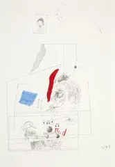 David Hockney, Self Portrait Study, crayon, pen and ink on paper