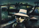 Man in Night Landscape 1955 by Charles Blackman, 1955, oil on paper on board, sold Jun 2013