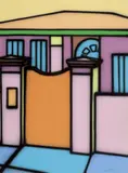 Howard Arkley, Front Gate and Home 1997, 1997, synthetic polymer paint on paper