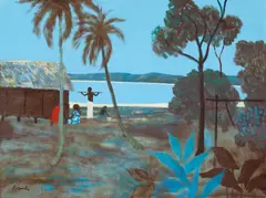 The Peaceful Lagoon by Ray Crooke, oil on canvas on board, sold Jun 2013