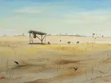 Arthur Boyd, Sheep Shelter Wimmera Landscape c1980