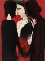 Conversation 1960 by Charles Blackman, 1960, oil on board, sold Jun 2013