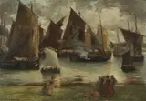 Rupert Bunny, Boats Preparing to Leave (Etaples) c1895