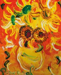 Sunflowers c1990 by John Perceval, c1990, oil on board, offered Jun 2013