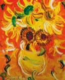 John Perceval, Sunflowers c1990, c1990, oil on board