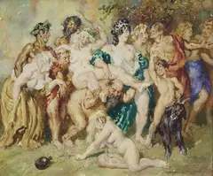 The Procession by Norman Lindsay, watercolour on paper, offered Jun 2013