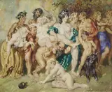 The Procession by Norman Lindsay, watercolour on paper, offered Jun 2013