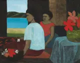Islanders with Hibiscus by Ray Crooke, oil on canvas, sold Jun 2013