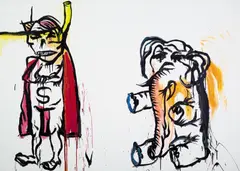 Let's Stick Together 2002 by Adam Cullen, 2002, synthetic polymer paint, enamel and ink on canvas, offered May 2013