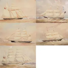 Frederick Garling, (i) Neva, (ii) Alice Cameron, (iii) Sir George Grey, (iv) Breadalbane, (v)Kate, watercolour on paper