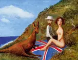 Garry Shead, Le Petit D\xE9jeuner, oil on board