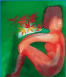 Charles Blackman, Nude and Flowers 1967, 1967, oil on canvas