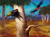Birds in Flight 1978 by Albert Tucker, 1978, oil on board, sold May 2013