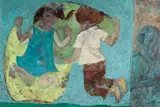 Louis Kahan, Children Playing, oil on board