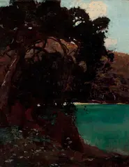 Sydney Harbour by Sydney Long, oil on board, sold May 2013