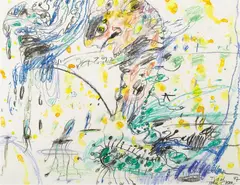Tidal (Noosa) 1987 by John Olsen, 1987, watercolour, pastel and gouache on paper, sold May 2013