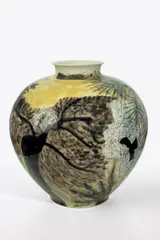 Rain Forest 1990 by William Robinson, 1990, ceramic vase, sold May 2013