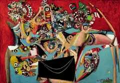 Colin Lanceley, Prowling Crab Queen 1963, 1963, mixed media on board