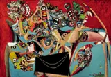 Colin Lanceley, Prowling Crab Queen 1963, 1963, mixed media on board