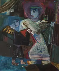 Untitled 1955 by Michael Kmit, 1955, oil on board, sold Dec 2012