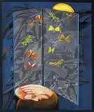 Charles Blackman, Butterflies and Alice c1984, c1984, oil on canvas